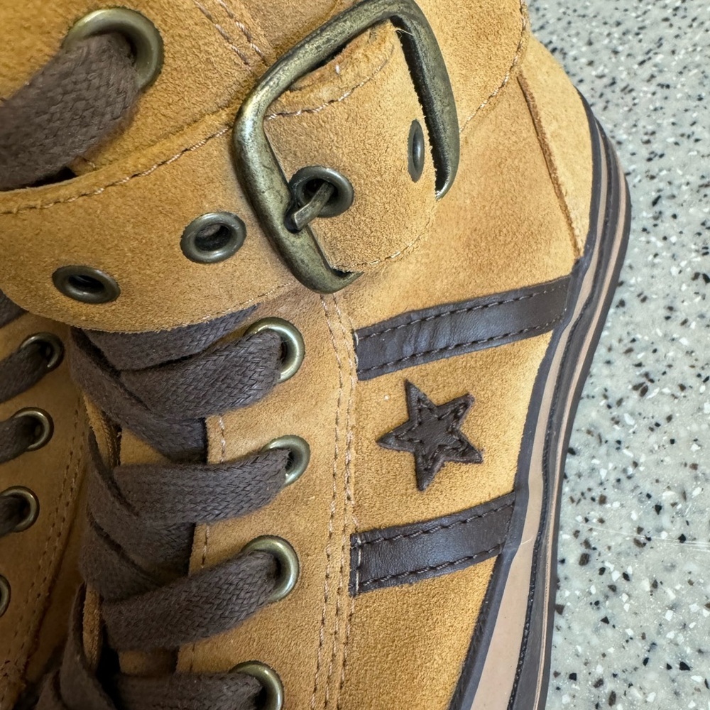 Rare🌟Vtg Converse brown leather XXHI sneakers Knee high full lace buckle.Size 7 - Picture 8 of 16